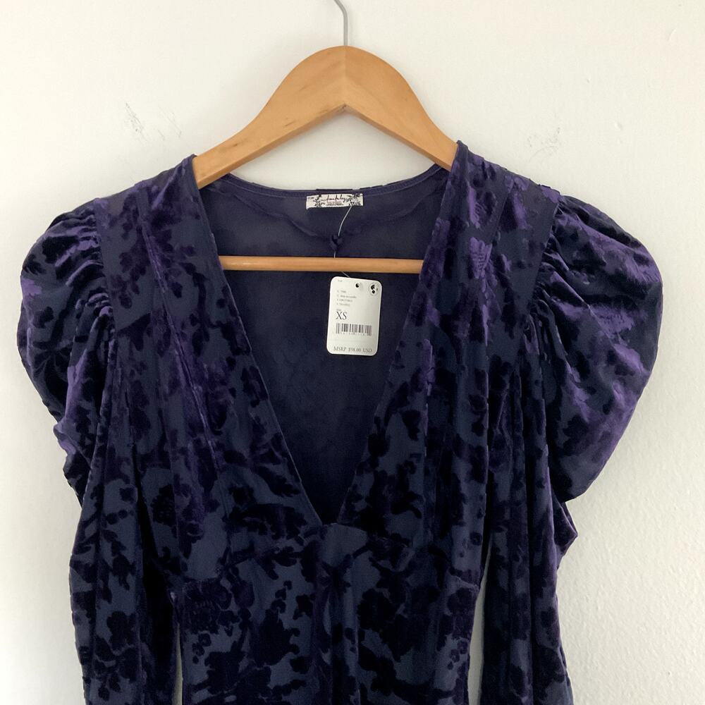 Intimately Free People Magic Hour Velvet Burnout Wrap Bodysuit Women's XS NWT - Picture 3 of 3